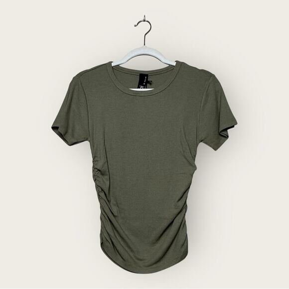NWT | Bobi LA | Ribbed Ruched Tee | Basil | Small - Picture 1 of 11